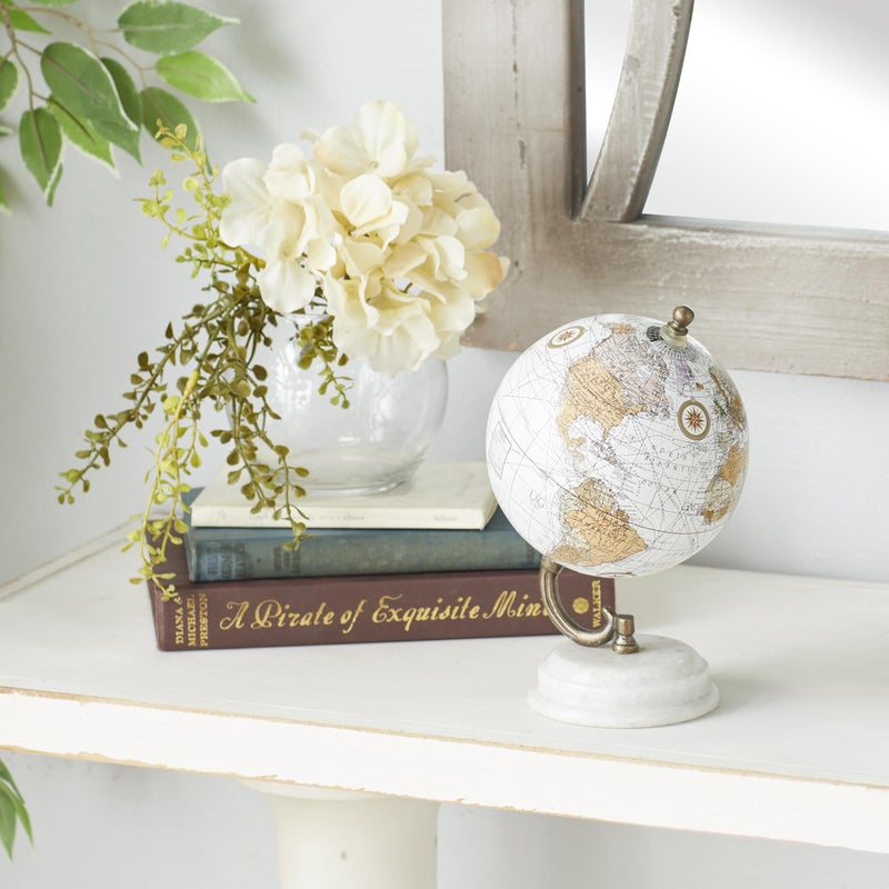 Deco 79 Marble Globe with White Marble Base, 5' x 5' x 8', White - Image 3